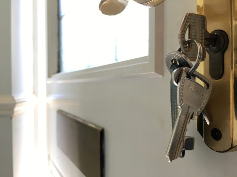 Bunch of keys in the lock on inside of front door